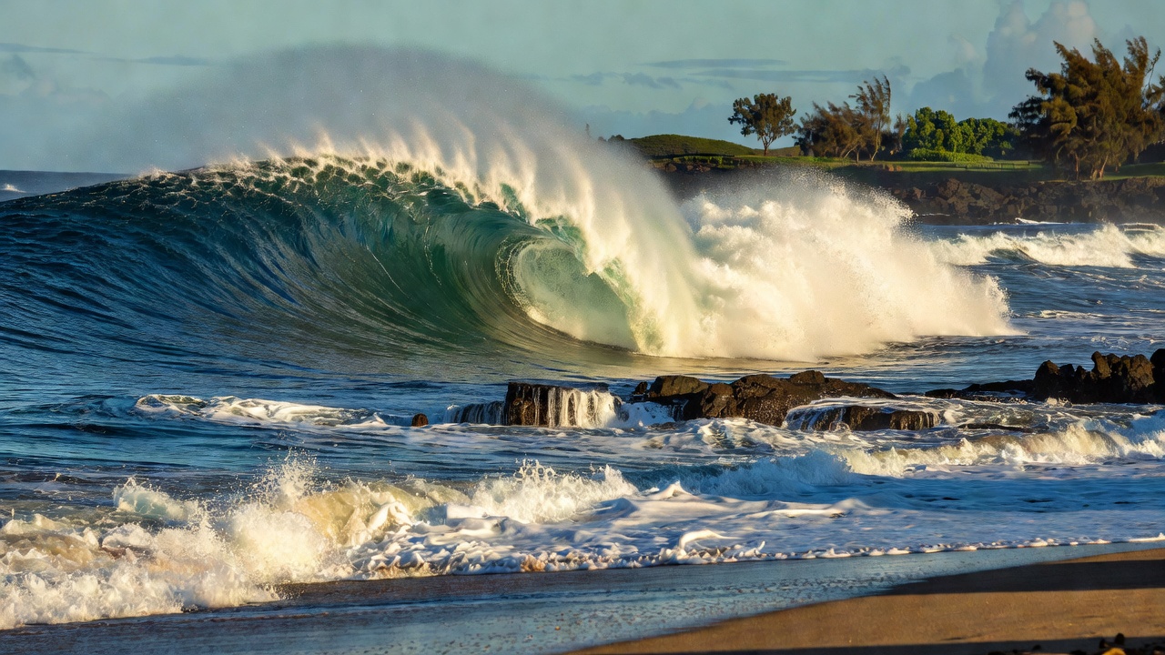 Banzai Pipeline wave curling dramatically on Ehukai Beach Oahu