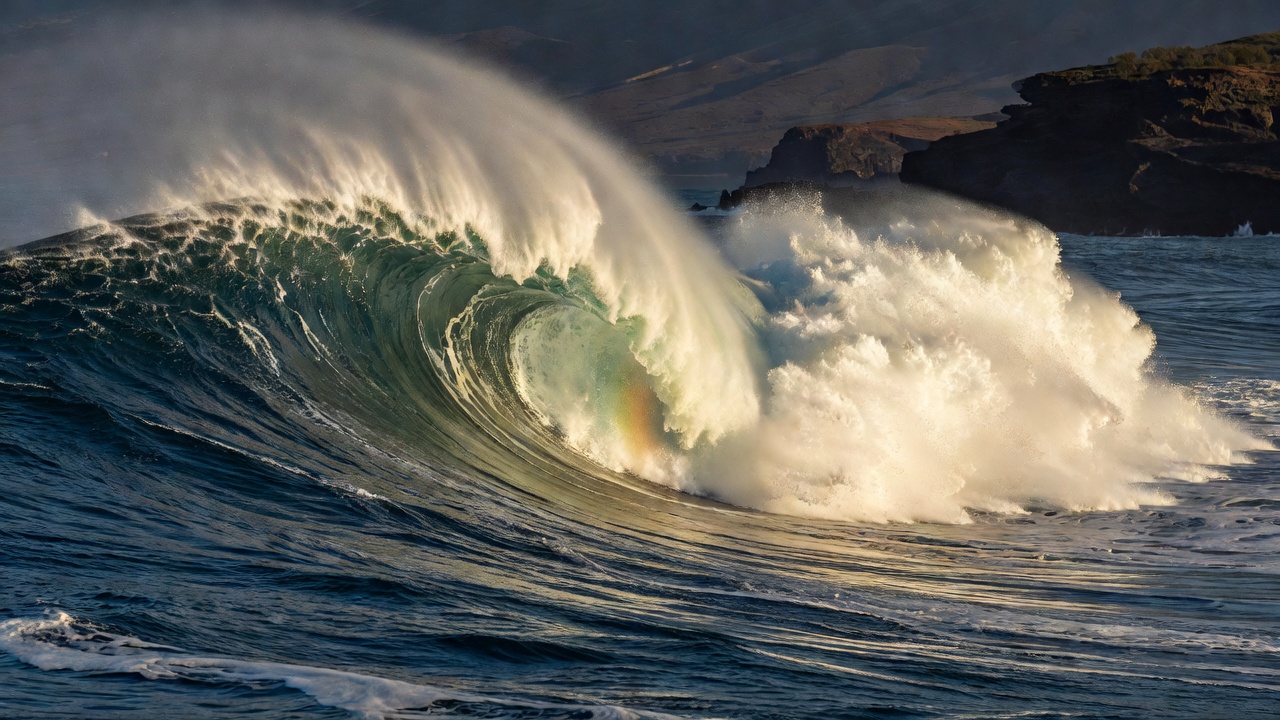 Massive wave rolling in at Peahi Jaws Maui